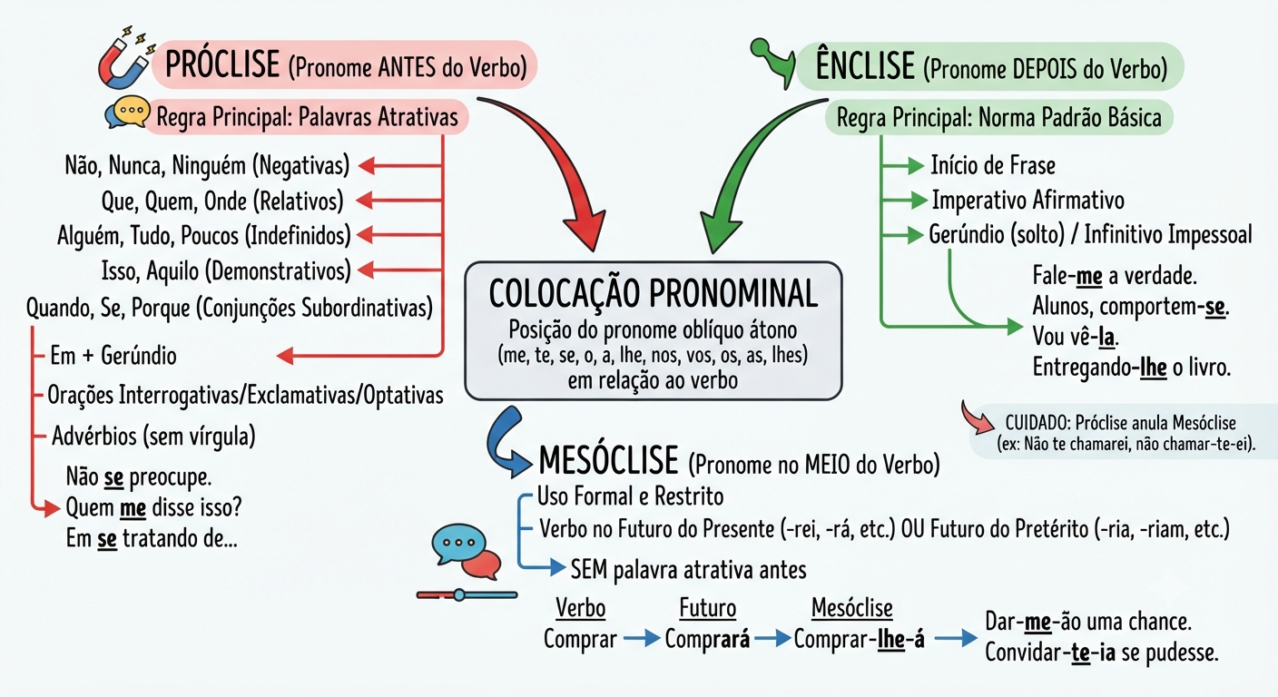 Mapa conceitual da colocação pronominal - três posições